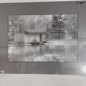Signed M Wallace Black/white Photo Print Black Matte Cabin/water/outdoors...